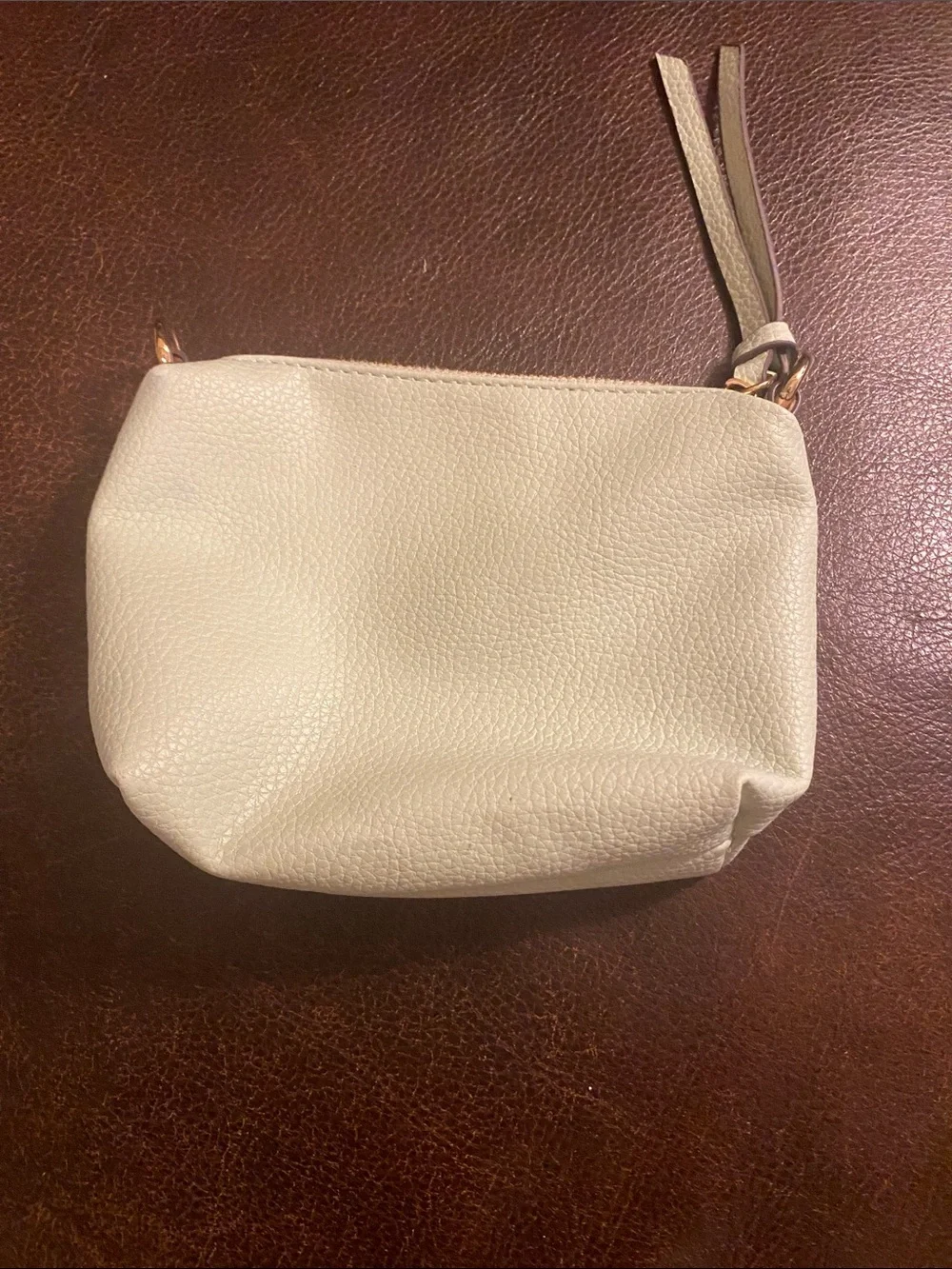 Steve Madden Ivory Pebbled Cosmetic Pouch with Wristlet